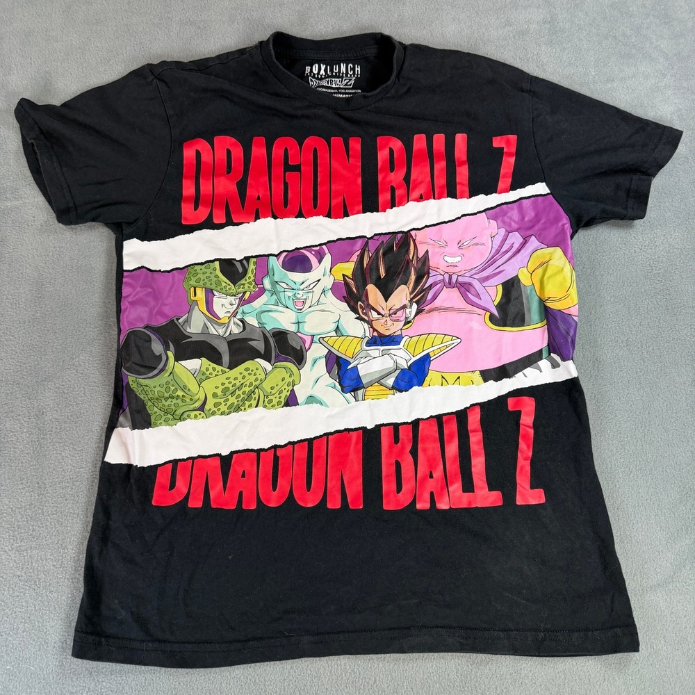 BoxLunch‎ Dragon Ball Z Kids Graphic T-Shirt Black Vegeta Frieza Cell Buu Size M